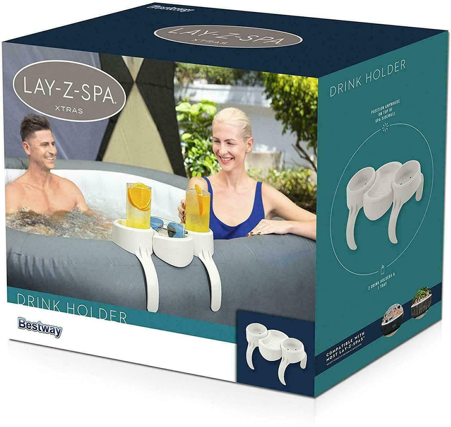 Bestway 60306 Lay-Z-Spa Portabicchieri Per 2 Persone Compreso Mensola piscina p